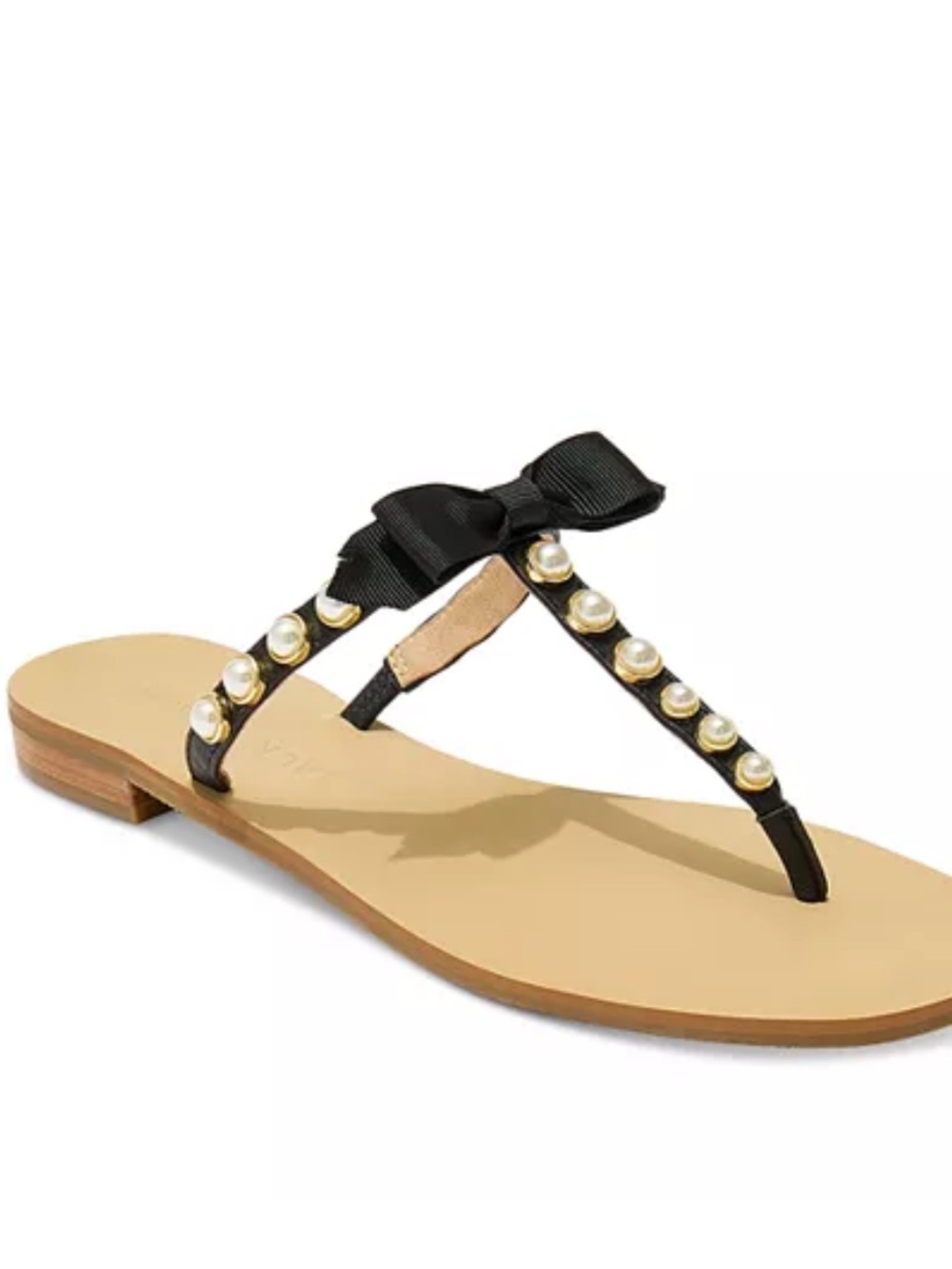 Jack Rogers Sandpiper Bow Thong Sandal Black Pearl 7 Preppy Summer Resort